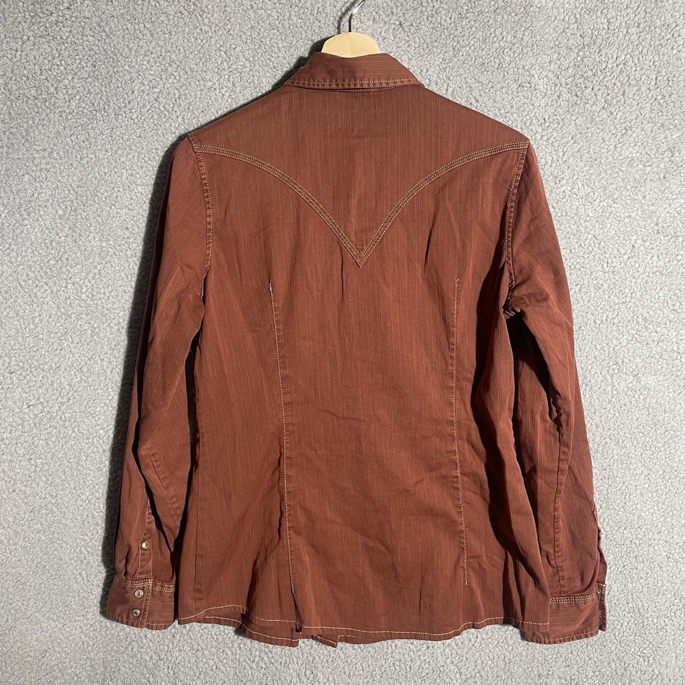 Ryan Michael Shirt Womens Medium Brown Pearl Snap Western Rodeo Cowboy - Picture 7 of 7